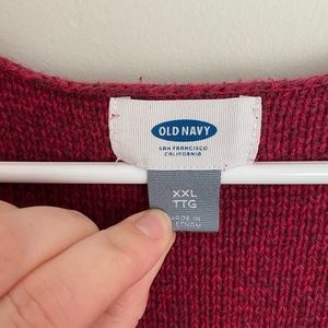 OLD NAVY HOT PINK HEATHER V NECK KNIT SWEATER